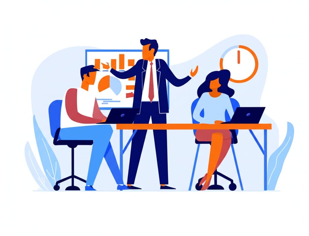 Team collaborating on software development cycle